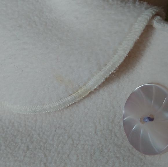 White fleece Penelope Mack 12 month jacket and matching hat - Picture 7 of 7